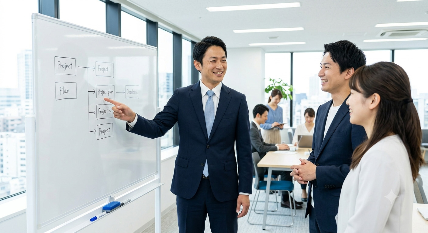 打ち合わせをする営業スタッフ